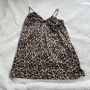 Victoria's Secret Small Cheetah Slip Cami Lingerie‎ Gown Bow Adjustable Straps